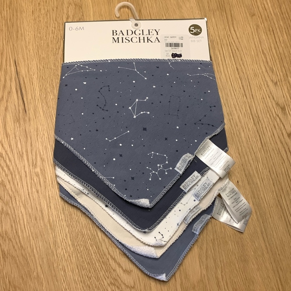 5 pack cosmic themed bandana bibs